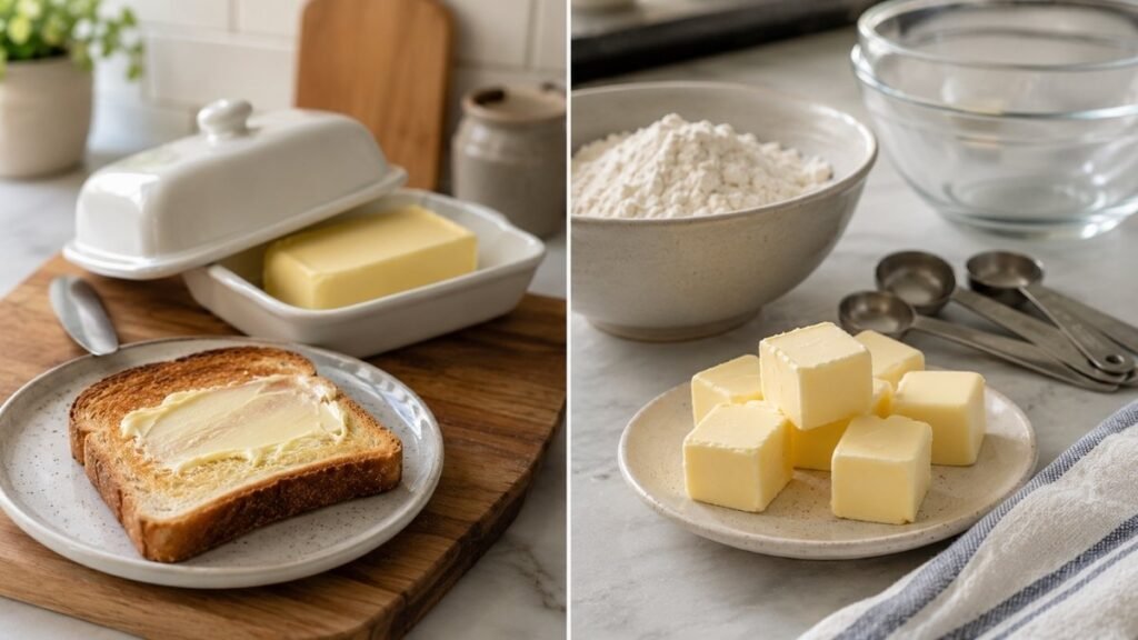 Salted butter for spreading compared with unsalted butter for baking