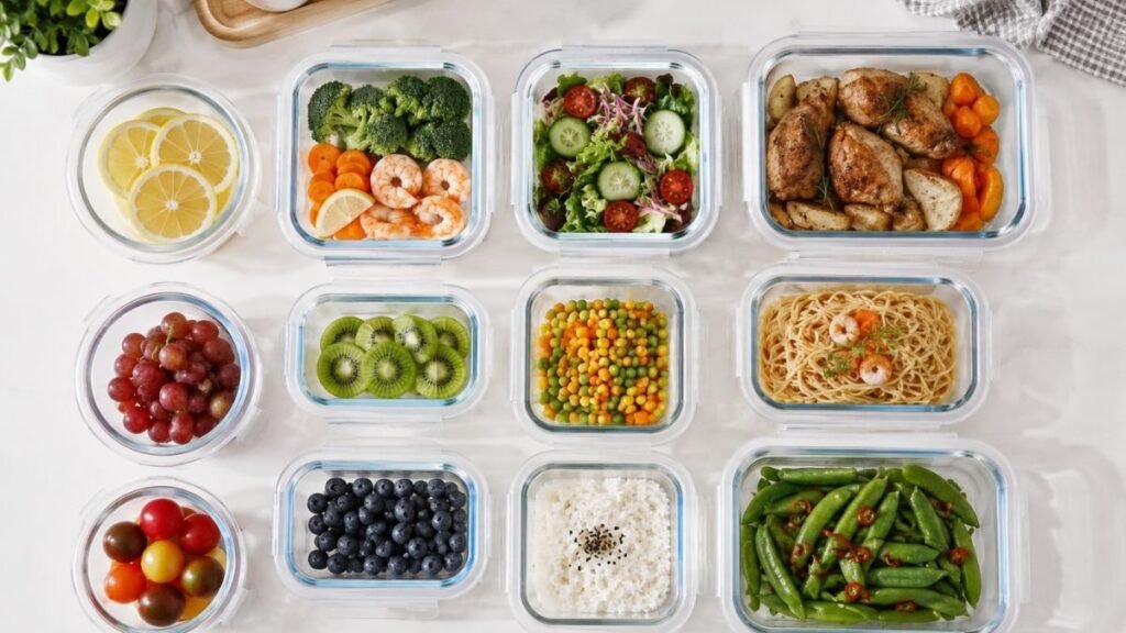Round, square and rectangular glass food storage container comparison
