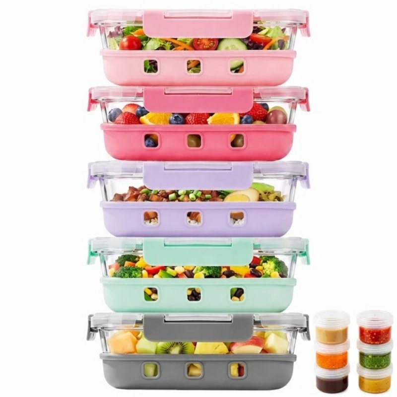 TAIMASI 10-piece 35 oz glass meal prep containers with silicone protective boots