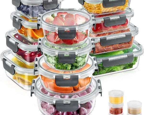 TAIMASI 34-piece glass food storage containers with airtight locking lids