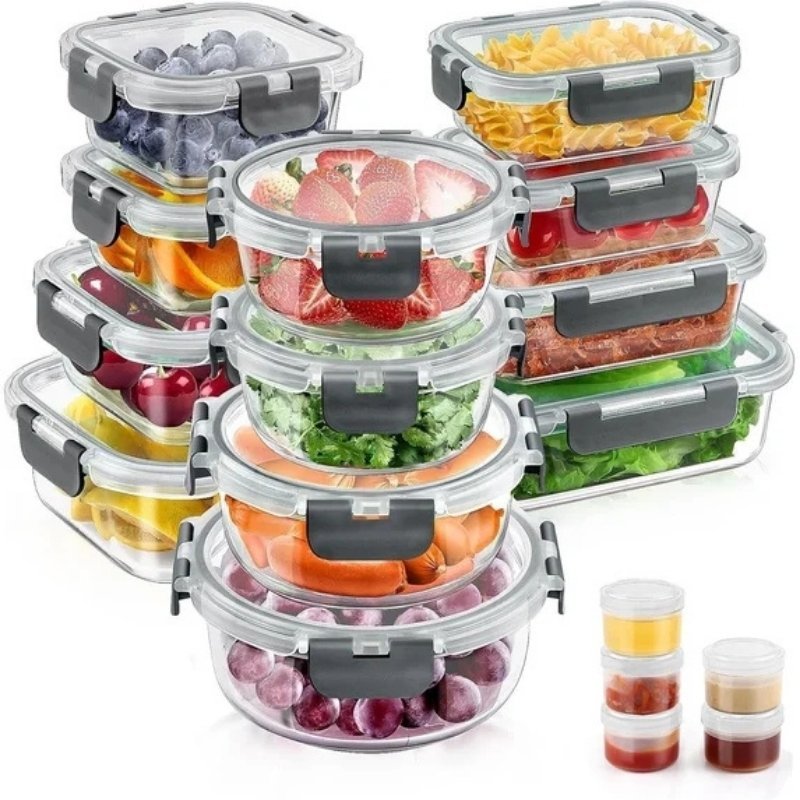 TAIMASI 34-piece glass food storage container set with locking lids
