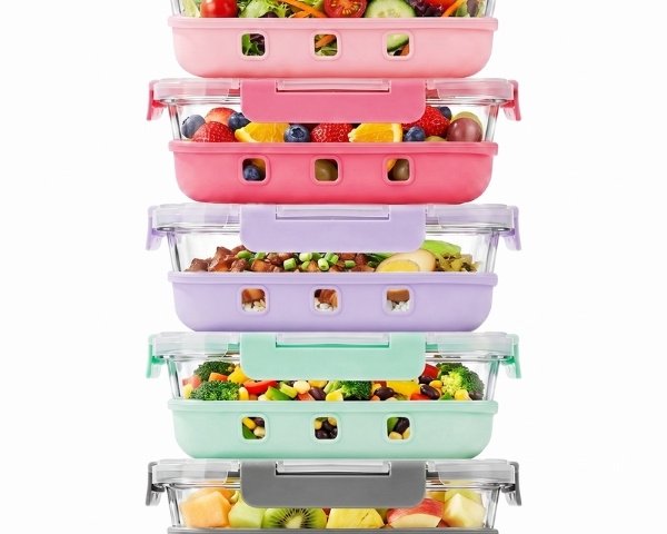 TAIMASI glass food storage containers with protective silicone sleeves